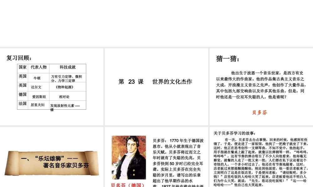 （水滴系列）九年级历史上册 第23课《世界文化的杰作》课件 新人教版