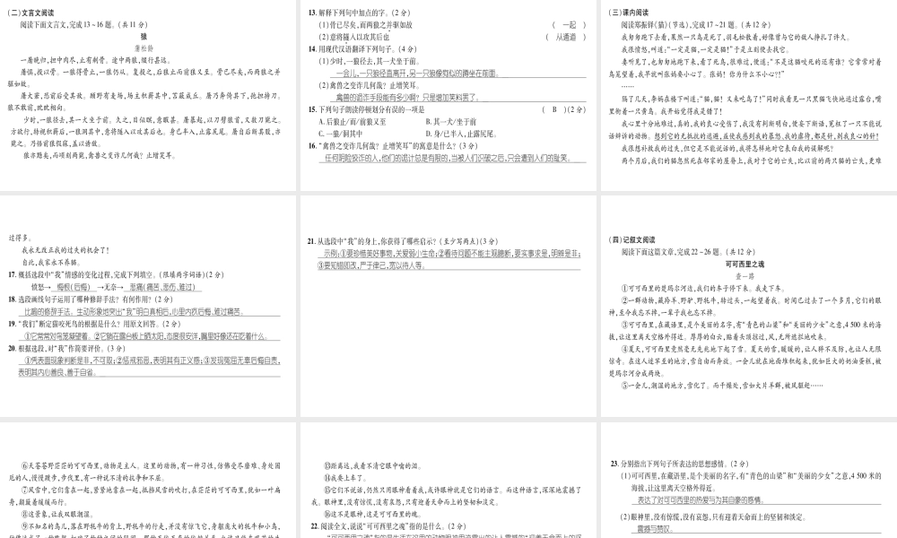 （毕节地区）七年级语文上册 第5单元测试课件 新人教版-新人教版初中七年级上册语文课件