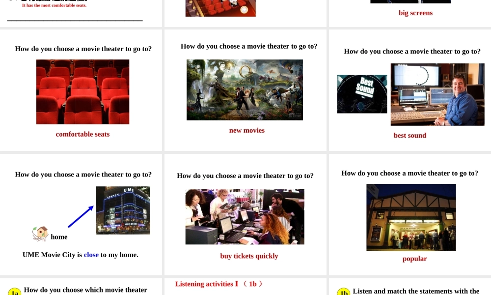 （水滴系列）八年级英语上册 Unit 4 What’s the best movie theater Section A（1a-2d）课件 （新版）人教新目标版-（新版）人教新目标版初中八年级上册英语课件