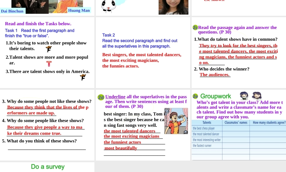 （水滴系列）八年级英语上册 Unit 4 What’s the best movie theater（第5课时）Section B（2a-2e）课件 （新版）人教新目标版-（新版）人教新目标版初中八年级上册英语课件