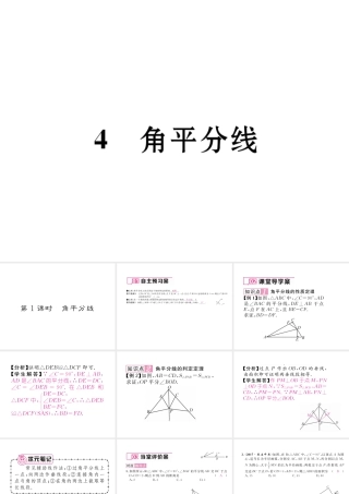 （毕节专版）春八年级数学下册 第1章 三角形的证明 4 角平分线 第1课时 角平分线作业课件 （新版）北师大版-（新版）北师大版初中八年级下册数学课件