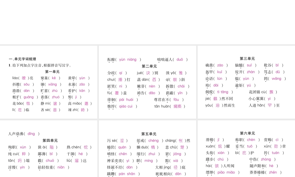 （毕节地区）七年级语文上册 专题1 拼音与汉字习题课件 新人教版-新人教版初中七年级上册语文课件