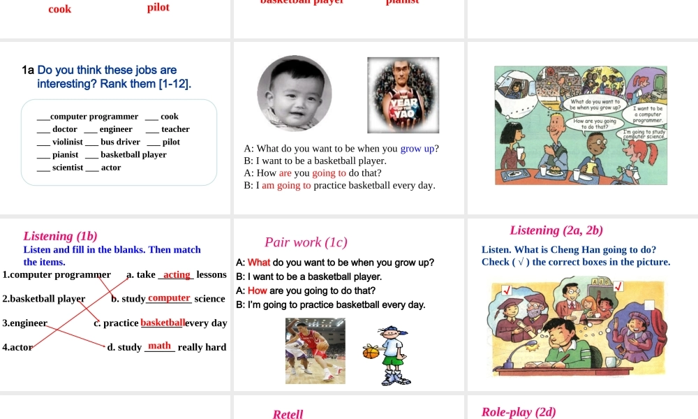 （水滴系列）八年级英语上册 Unit 6 I’m going to study computer science（第2课时）Section A（1a-2d）课件 （新版）人教新目标版-（新版）人教新目标版初中八年级上册英语课件