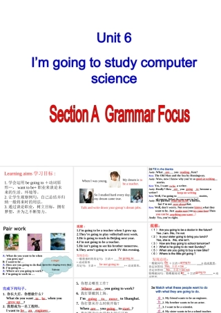（水滴系列）八年级英语上册 Unit 6 I’m going to study computer science（第3课时）Section A（Grammar Focus-3c）课件 （新版）人教新目标版-（新版）人教新目标版初中八年级上册英语课件