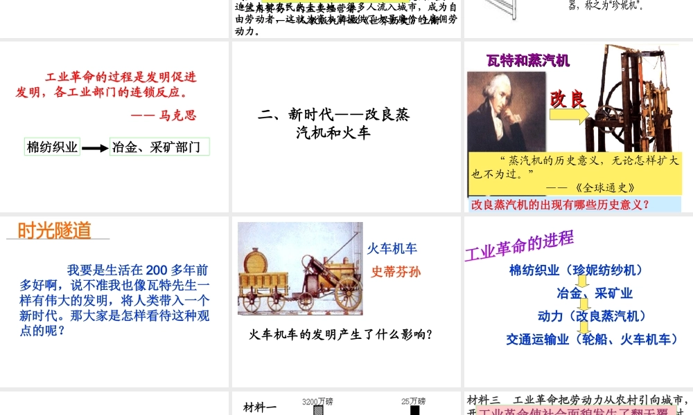 （水滴系列）九年级历史上册 第四单元 第14课 蒸汽时代的到来课件 新人教版-新人教版初中九年级上册历史课件