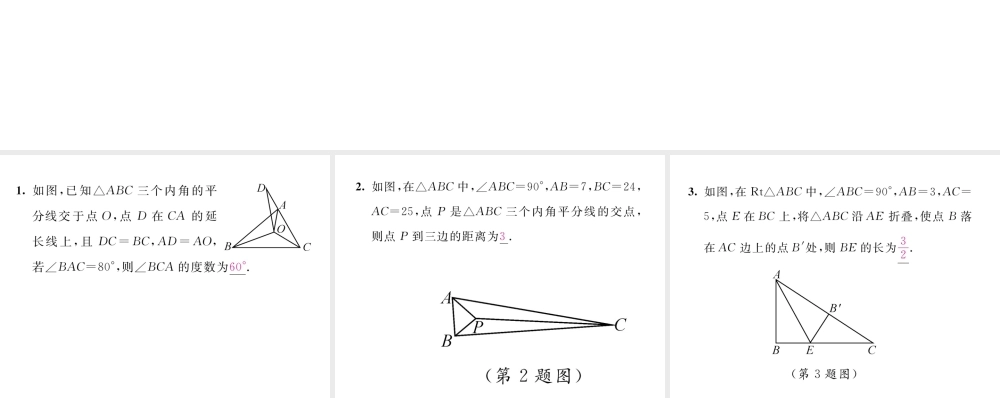 （毕节级数学下册 第1章 三角形的证明 课题10 三角形内角的平分线当堂检测课件 （新版）北师大版-（新版）北师大级下册数学课件
