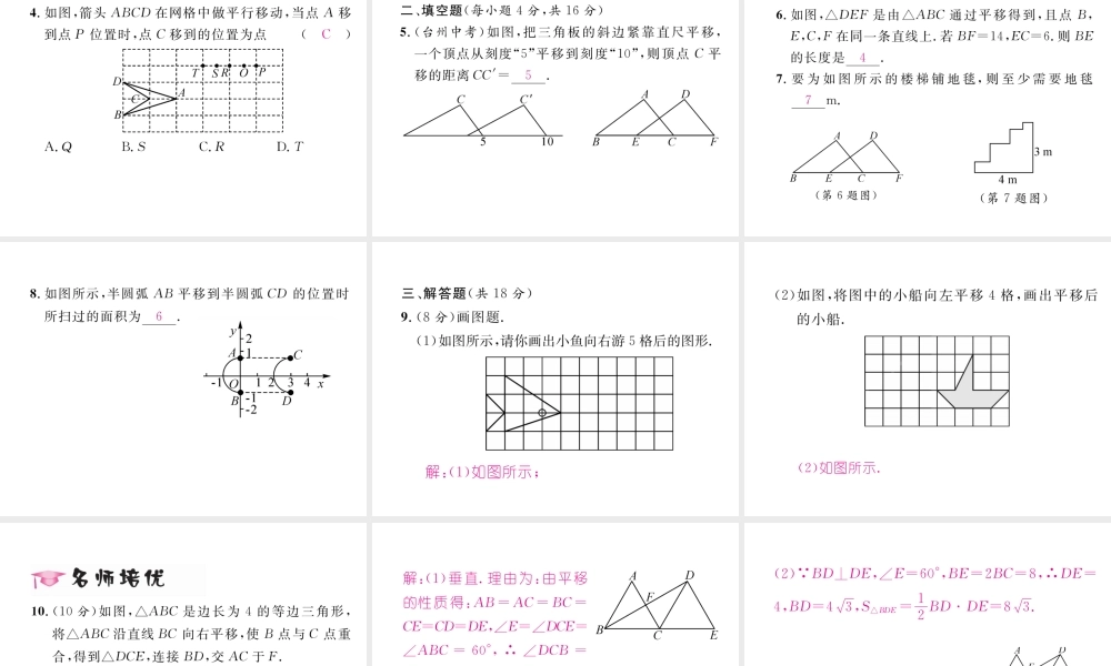 （毕节专版）春八年级数学下册 第3章 图形的平移与旋转 1 图形的平移 第1课时 平移作业课件 （新版）北师大版-（新版）北师大版初中八年级下册数学课件