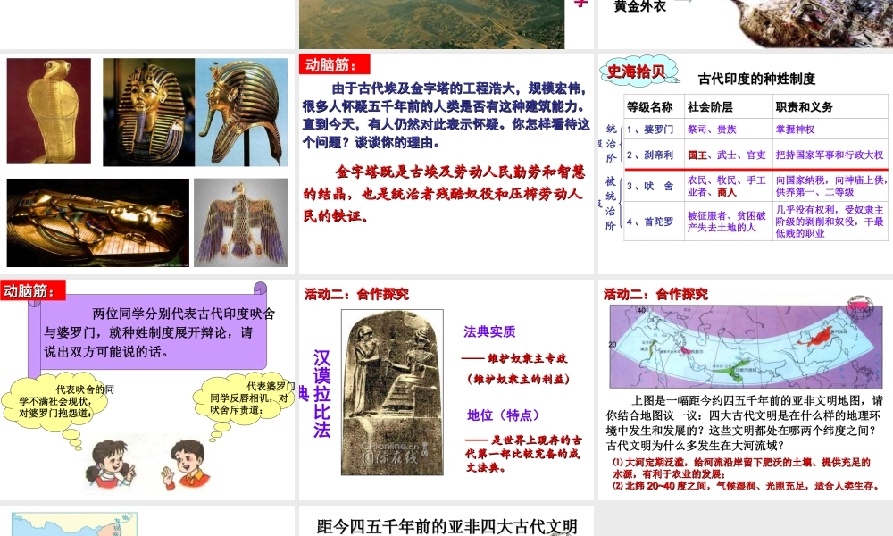 （水滴系列）九年级历史上册 第一单元 第2课《大河流域人类文明的摇篮》课件 新人教版-新人教版初中九年级上册历史课件