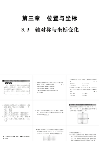 （毕节地区）秋八年级数学上册 3.3 轴对称与坐标变化作业课件 （新版）北师大版-（新版）北师大版初中八年级上册数学课件