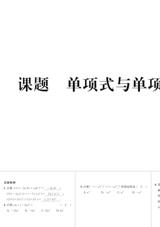 （毕节级数学下册 第1章 整式的乘除 课题六 单项式与单项式相乘当堂检测课件 （新版）北师大版-（新版）北师大级下册数学课件