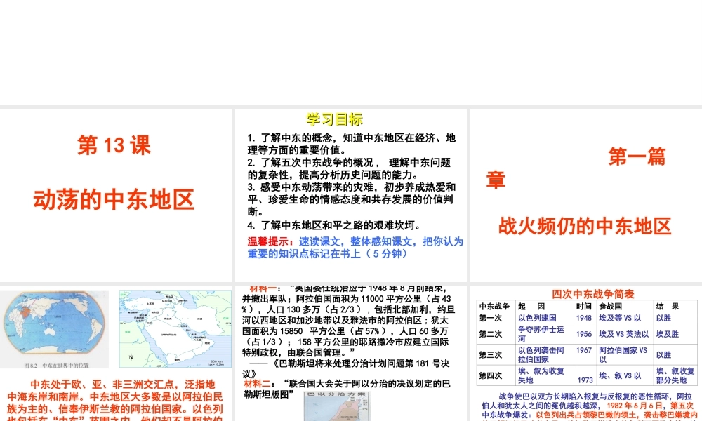 （水滴系列）九年级历史下册 第13课《动荡的中东地区》课件2 新人教版