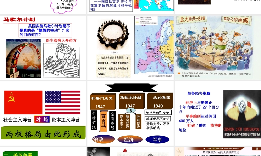 （水滴系列）九年级历史下册 第14课 冷战中的对峙课件 新人教版