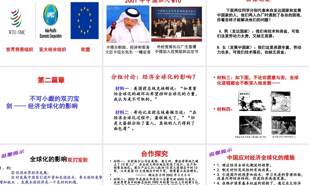 （水滴系列）九年级历史下册 第16课《经济全球化》课件 新人教版
