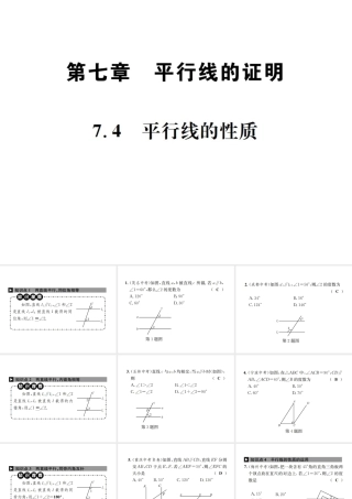 （毕节地区）秋八年级数学上册 7.4 平行线的性质作业课件 （新版）北师大版-（新版）北师大版初中八年级上册数学课件