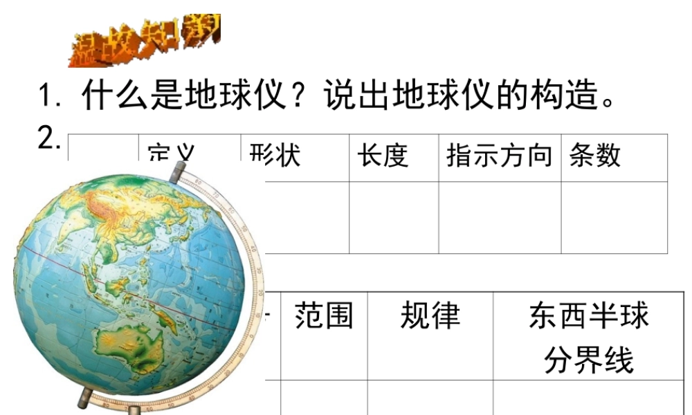 （水滴系列）七年级地理上册 第一章 第2节《地球仪和经纬网》（第2课时）课件 （新版）商务星球版-（新版）商务星球版初中七年级上册地理课件