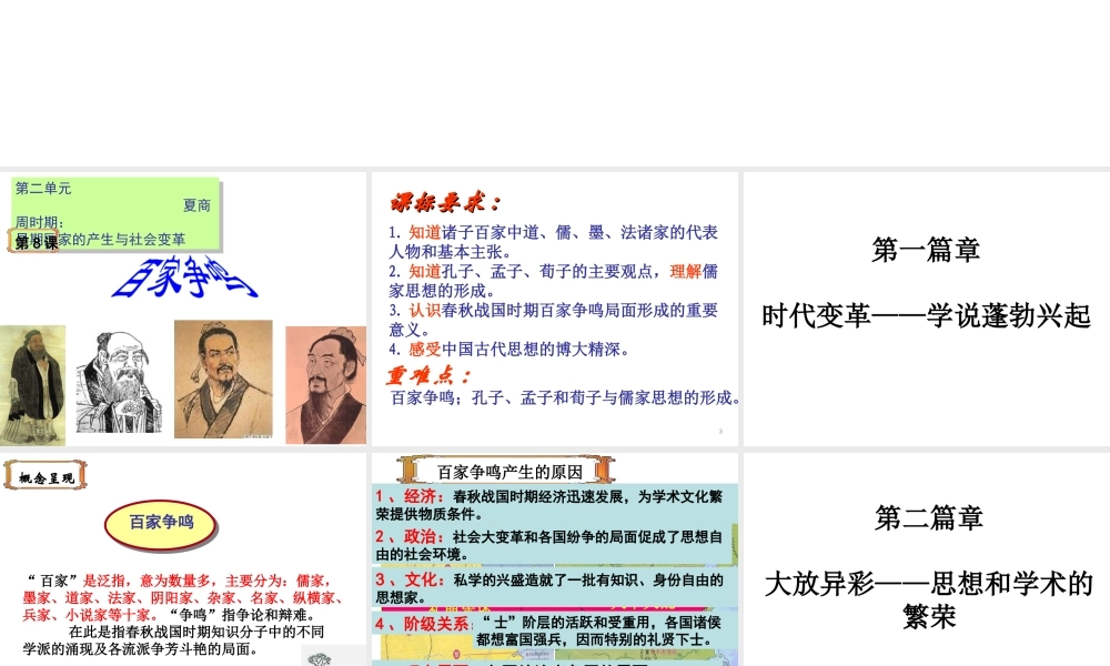 （水滴系列）（秋季版）七年级历史上册 第二单元 8《百家争鸣》课件 新人教版-新人教版初中七年级上册历史课件