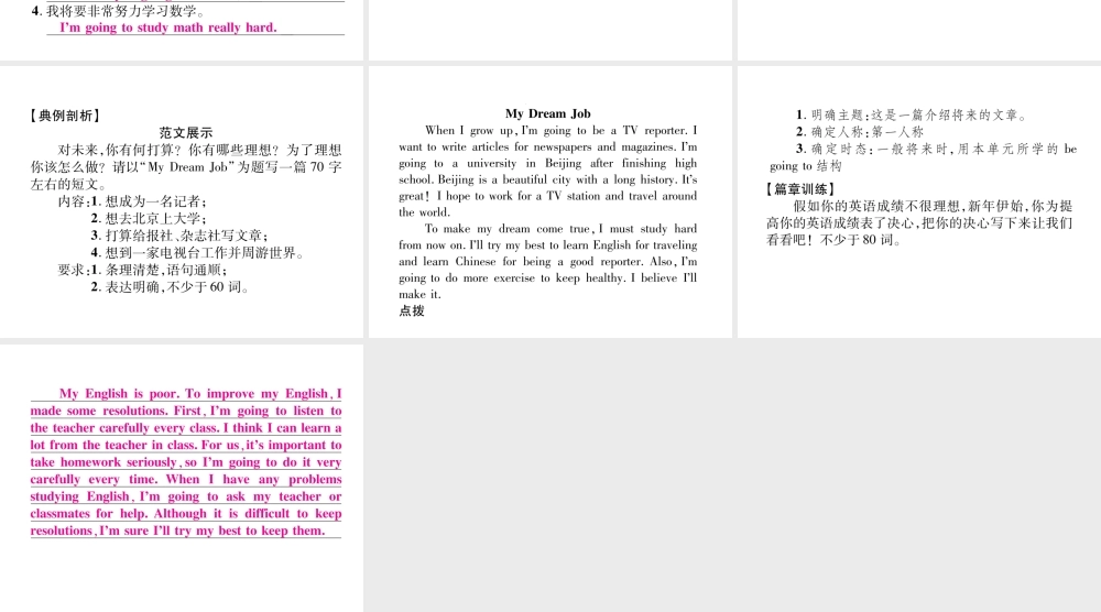 （毕节专版）秋八年级英语上册 Unit 6 I'm going to study computer science同步写作指导课件 （新版）人教新目标版-（新版）人教新目标版初中八年级上册英语课件