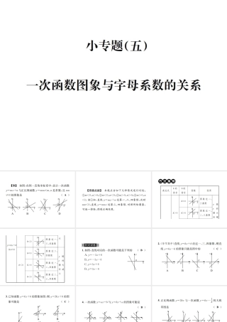 （毕节地区）秋八年级数学上册 小专题（五）一次函数图象与字母系数的关系作业课件 （新版）新人教版-（新版）新人教版初中八年级上册数学课件