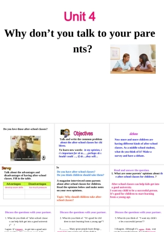 （水滴系列）八年级英语下册 Unit 4 Why don’t you talk to your parents（第6课时）Section B（3a-self check）课件 （新版）人教新目标版-（新版）人教新目标版初中八年级下册英语课件