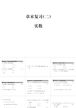 （毕节地区）秋八年级数学上册 章末复习（二）实数作业课件 （新版）新人教版-（新版）新人教版初中八年级上册数学课件