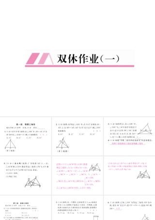 （毕节专版）春八年级数学下册 双休作业（一）作业课件 （新版）北师大版-（新版）北师大版初中八年级下册数学课件