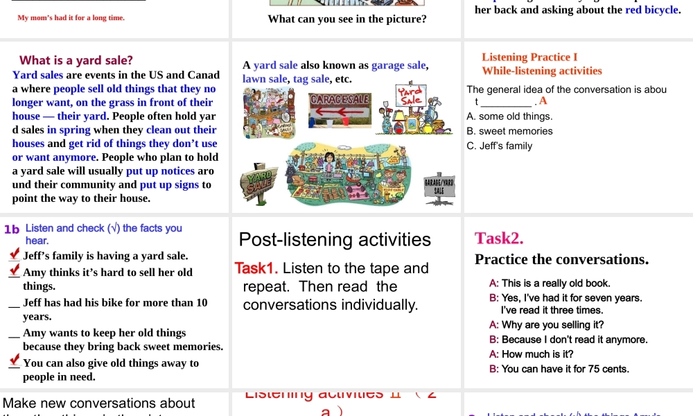 （水滴系列）八年级英语下册 Unit 10 I’ve had this bike for three years（第2课时）Section A（1a-2d）课件 （新版）人教新目标版-（新版）人教新目标版初中八年级下册英语课件