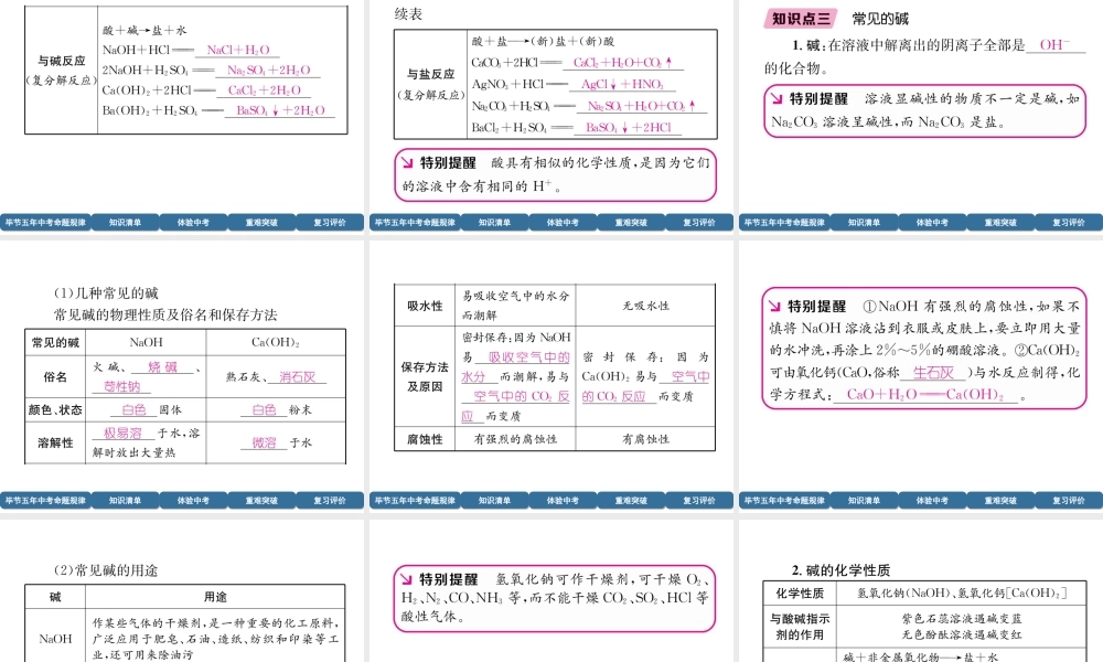 （毕节地区）中考化学总复习 第1编 教材知识梳理篇 第10单元 酸和碱 第1讲 常见的酸和碱（精讲）课件-人教版初中九年级全册化学课件