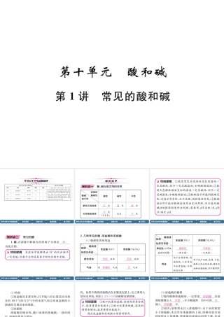 （毕节地区）中考化学总复习 第1编 教材知识梳理篇 第10单元 酸和碱 第1讲 常见的酸和碱（精讲）课件-人教版初中九年级全册化学课件