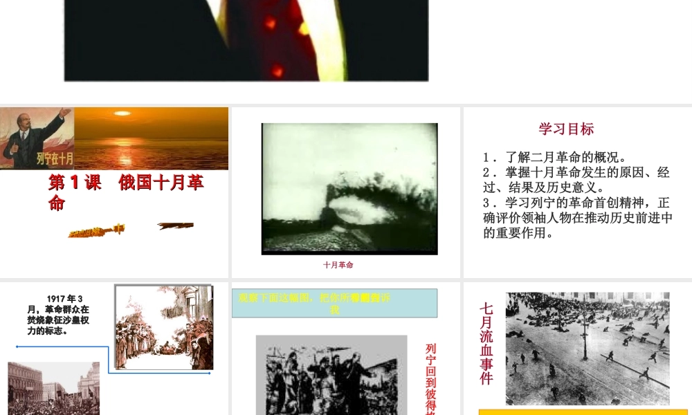 （水滴系列）九年级历史下册 第1课 俄国十月革命课件 新人教版