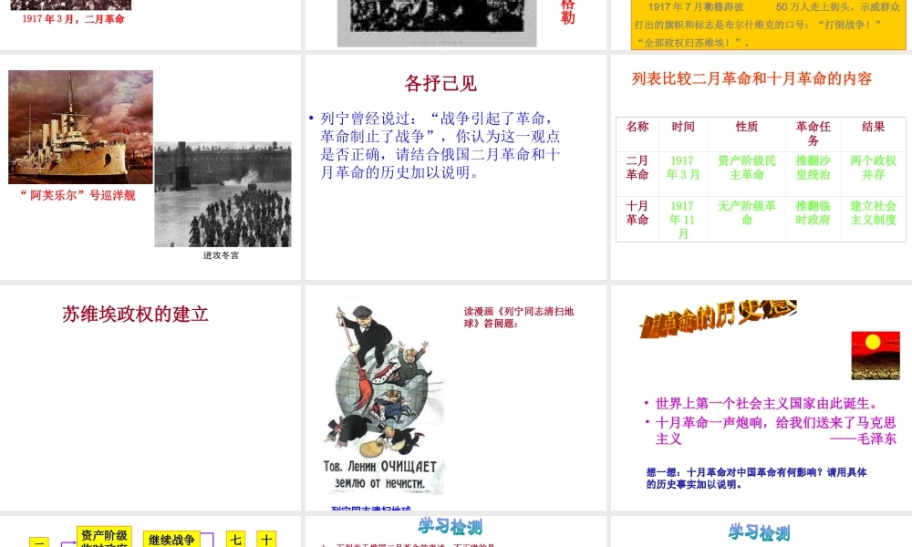 （水滴系列）九年级历史下册 第1课 俄国十月革命课件 新人教版