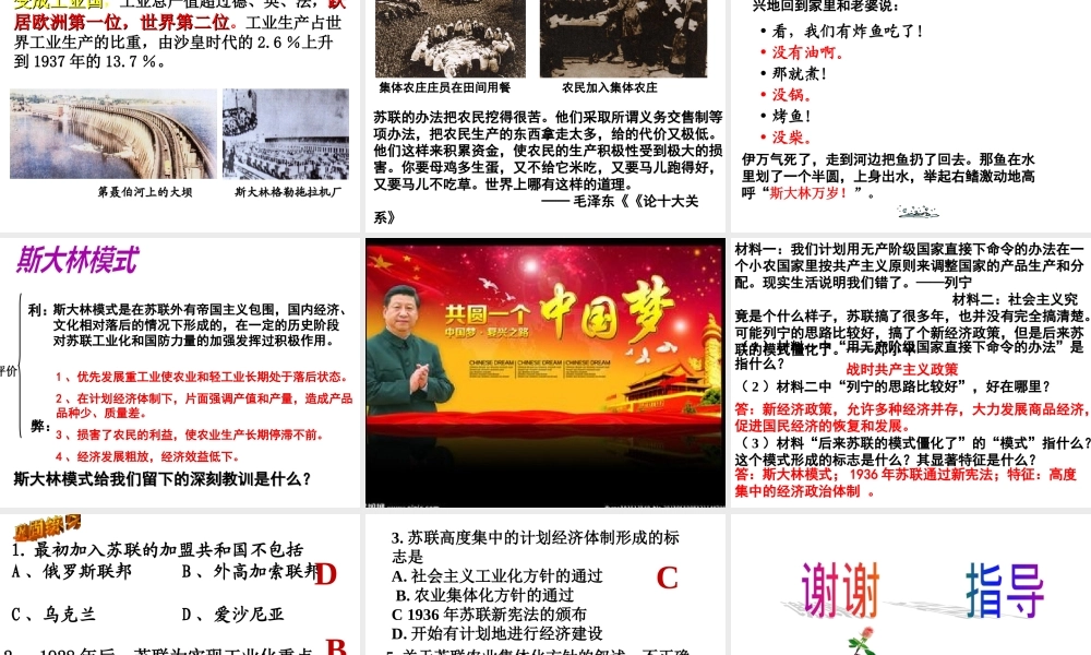 （水滴系列）九年级历史下册 第2课《社会主义道路的探索》课件 新人教版