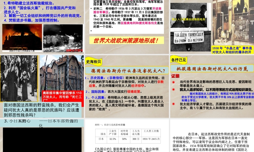 （水滴系列）九年级历史下册 第5课 法西斯势力的猖獗课件 新人教版