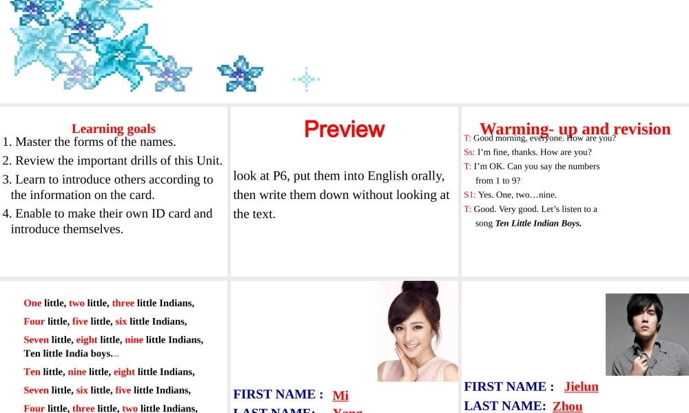 （水滴系列）七年级英语上册 Unit 1 My name’s Gina（第6课时）Section B（3a-self check）课件 （新版）人教新目标版-（新版）人教新目标版初中七年级上册英语课件