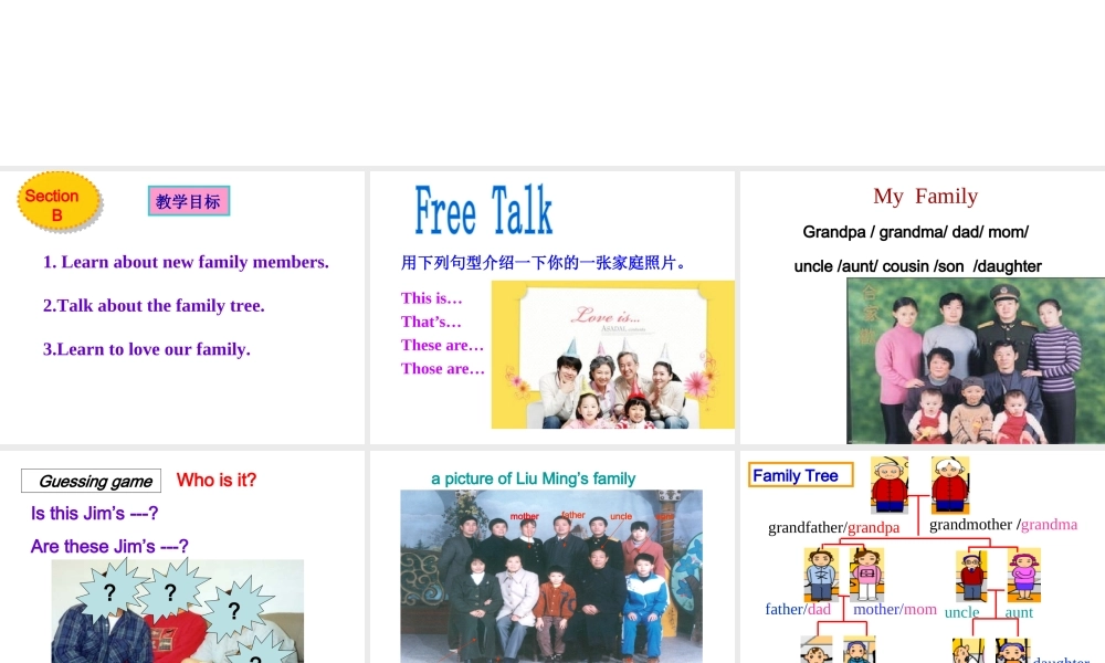 （水滴系列）七年级英语上册 Unit 2 This is my sister period 4 Section B（1a-1d）课件 （新版）人教新目标版-（新版）人教新目标版初中七年级上册英语课件