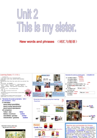 （水滴系列）七年级英语上册 Unit 2 This is my sister（第1课时）生词和短语课课件 （新版）人教新目标版-（新版）人教新目标版初中七年级上册英语课件