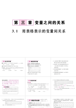 （毕节专级数学下册 第3章 变量之间的关系 3.1 用表格表示的变量件关系作业课件 （新版）北师大版-（新版）北师大级下册数学课件