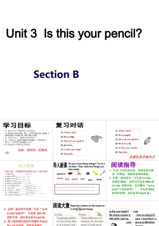（水滴系列）七年级英语上册 Unit 3 Is this your pencil Section B（2a-2e）课件 （新版）人教新目标版-（新版）人教新目标版初中七年级上册英语课件