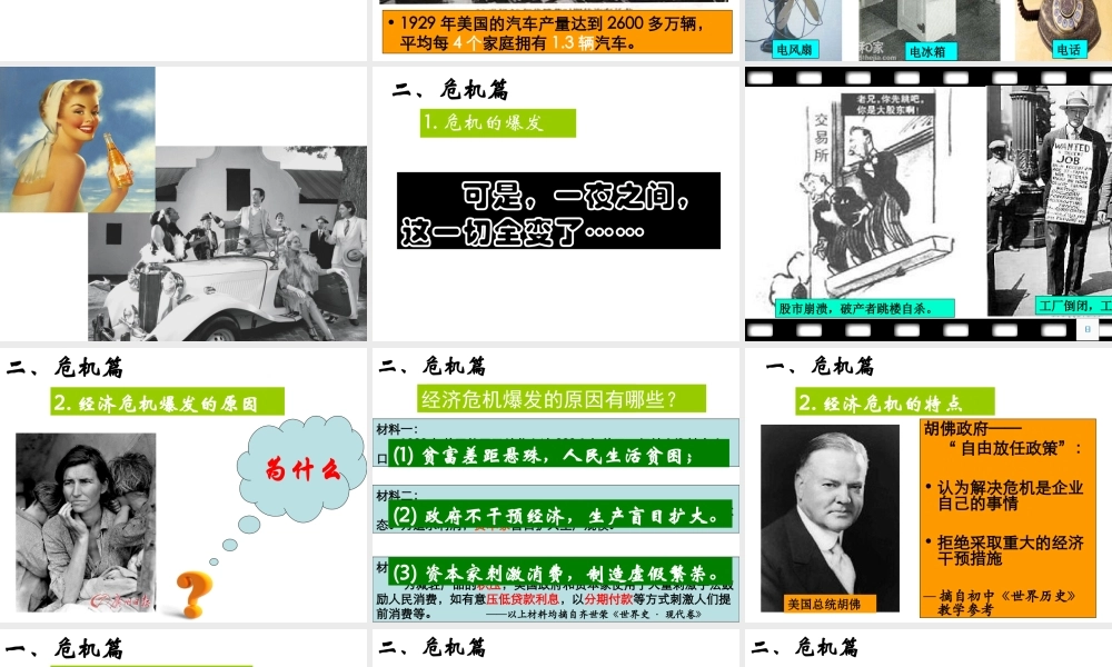 （水滴系列）九年级历史下册 第二单元 第4课《经济大危机》课件1 新人教版-新人教版初中九年级下册历史课件