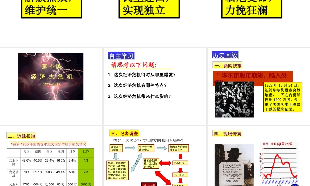 （水滴系列）九年级历史下册 第二单元 第4课《经济大危机》课件2 新人教版-新人教版初中九年级下册历史课件