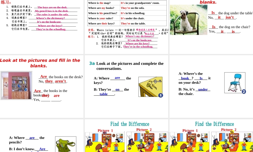 （水滴系列）七年级英语上册 Unit 4 Where’s my schoolbag（第3课时）Section A（Grammar Focus 3a-3c）课件 （新版）人教新目标版-（新版）人教新目标版初中七年级上册英语课件
