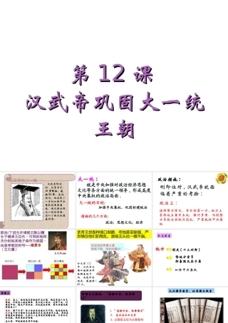 （水滴系列）（秋季版）七年级历史上册 第三单元 第12课 汉武帝巩固大一统王朝课件1 新人教版-新人教版初中七年级上册历史课件