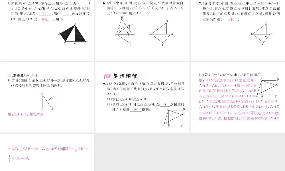 （毕节专级数学下册 第3章 图形的平移与旋转 2 图形的旋转作业课件 （新版）北师大版-（新版）北师大级下册数学课件