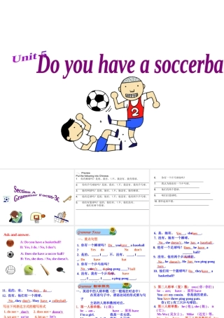 （水滴系列）七年级英语上册 Unit 5 Do you have a soccer ball（第3课时）Section A（Grammar focus-3c）课件 （新版）人教新目标版-（新版）人教新目标版初中七年级上册英语课件