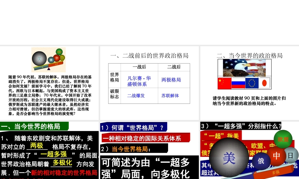 （水滴系列）九年级历史下册 第七单元 第15课 世界政治格局的多极化趋势课件 新人教版-新人教版初中九年级下册历史课件