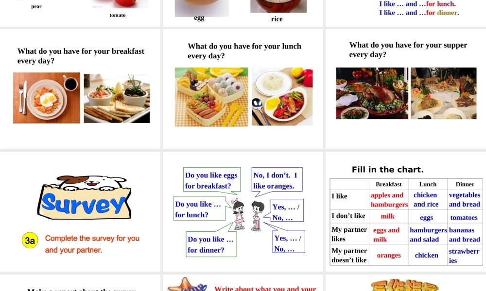 （水滴系列）七年级英语上册 Unit 6 Do you like bananas Section B（3a-self check）课件 （新版）人教新目标版-（新版）人教新目标版初中七年级上册英语课件