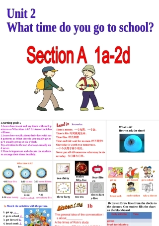 （水滴系列）七年级英语下册 Unit 2 What time do you go to school（第2课时）Section A（1a-2d）课件 （新版）人教新目标版-（新版）人教新目标版初中七年级下册英语课件