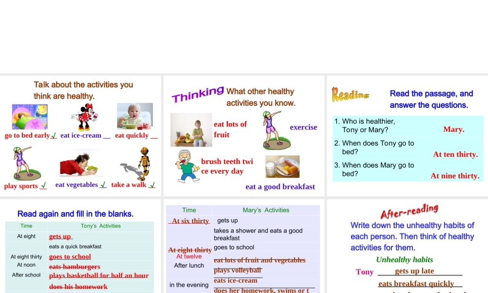 （水滴系列）七年级英语下册 Unit 2 What time do you go to school（第5课时）Section B（2a-2c）课件 （新版）人教新目标版-（新版）人教新目标版初中七年级下册英语课件