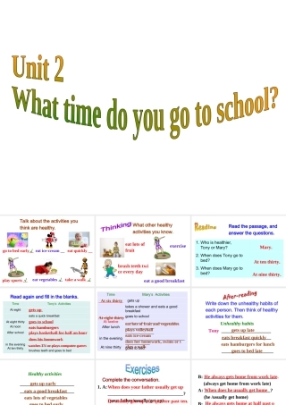 （水滴系列）七年级英语下册 Unit 2 What time do you go to school（第5课时）Section B（2a-2c）课件 （新版）人教新目标版-（新版）人教新目标版初中七年级下册英语课件