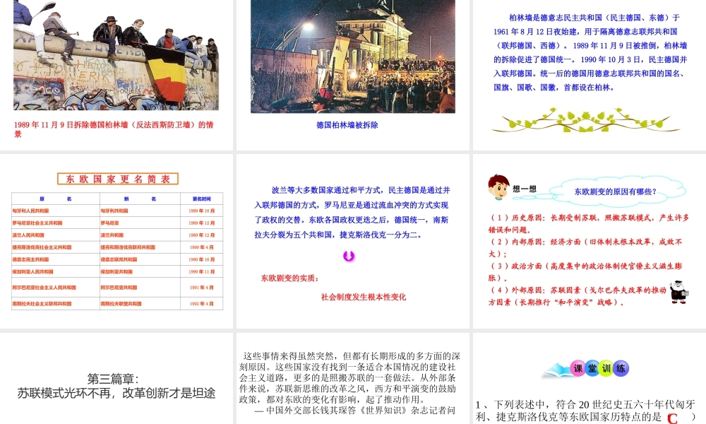 （水滴系列）九年级历史下册 第五单元 第11课 东欧社会主义国家的改革与演变课件 新人教版-新人教版初中九年级下册历史课件