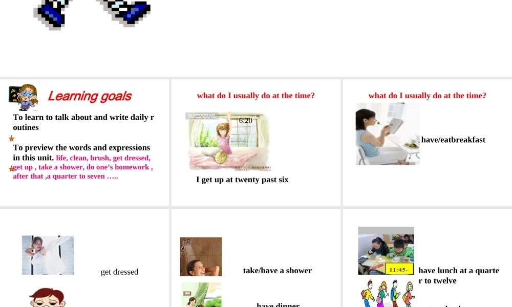 （水滴系列）七年级英语下册 Unit 2 What time do you go to school（第6课时）Section B（3a-Self Check）课件 （新版）人教新目标版-（新版）人教新目标版初中七年级下册英语课件